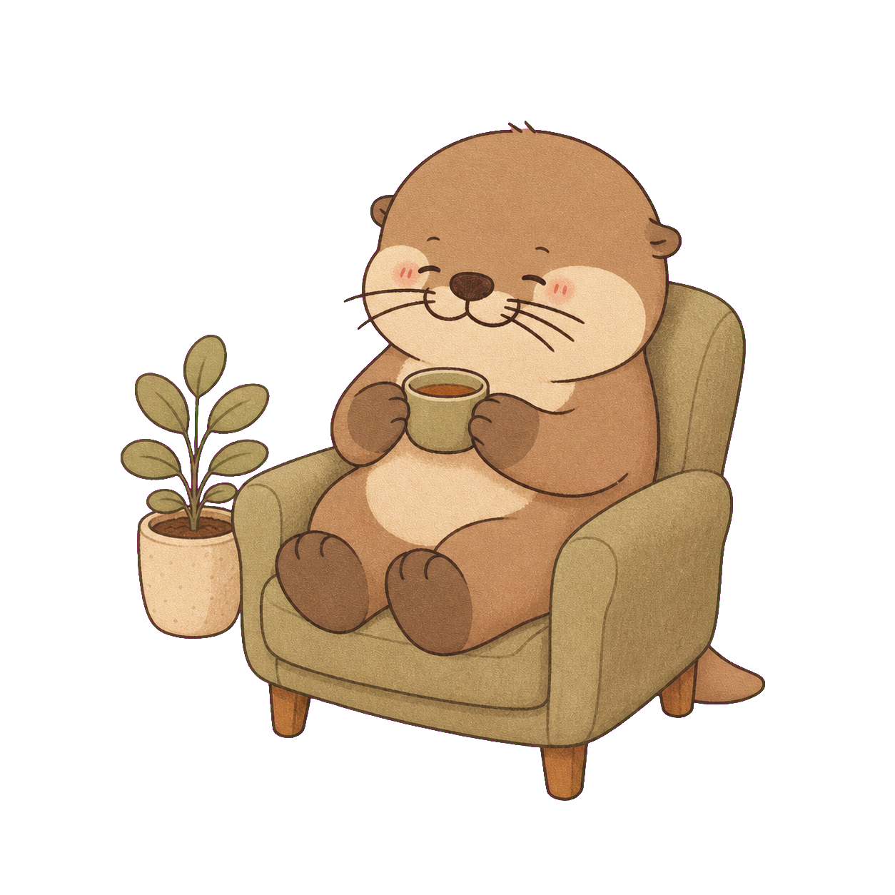 休息喝茶的水獭